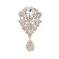 Luxurious vintage golden brooch with teardrop crystals and pave-set rhinestones - XD7596-3-Gold Full Drill Vintage Teardrop
