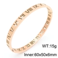 Rose gold Roman numeral cutout bangle with sparkling crystal stones and hidden clasp - 6mm Width No Diamond Style (KB190305-GC)