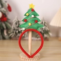 Cerchietto di Natale con albero in feltro verde, pompon colorati e stella gialla su base - Stile Albero di Natale