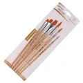 Set of 6 professional nylon paint brushes with wooden handles for oil and watercolor - 6Pcs Mixed Peak HB185E / Natural Wood Color