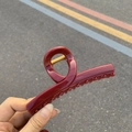 Pinza de pelo grande color rojo oscuro elegante con resorte dorado de metal - Rojo Vino - Pinza Recta (11.5cm)