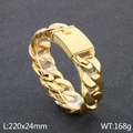 Bracciale a catena cubana da 24mm in acciaio inossidabile dorato unisex - Oro (KB187082-KJX)
