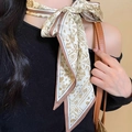 Elegant paisley print silk scarf necklace in beige and brown tones for a retro look - Coffee Polka Dot French Neckerchief