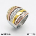Anello croissant multistrato a tre toni in oro, argento e oro rosa, larghezza 22 mm - US 6 / Stile Largo a Strati Tricolore (KR89083-LK)