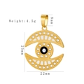 Gold stainless steel evil eye necklace with dimensions 25mm height and 22mm width - HD-54 Horus Eye (25mm)
