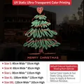 Green Christmas tree static window sticker with Merry Christmas text for festive decor - Small / Sduv-468