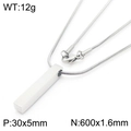 Ciondolo rettangolare minimalista in acciaio argentato su catena a serpente da 60cm - Pendente con Catena a Serpente / Color Acciaio
