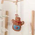 Gingerbread man resin Christmas ornament with red hat and blue pocket for holiday tree - Gingerbread Man with Heart