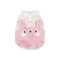 Pink fleece dog vest with cute rabbit embroidery and D-ring for leash attachment - S / Rabbit Style / Pink