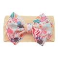 Floral baby nylon headband featuring a large double bow with owl and butterfly prints - #18 Childlike