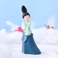 Ancient style doll in green top and blue skirt with traditional greeting pose - 777-5 Small Green Blue Dress Hands Raised