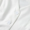 Detailed macro shot of white twill fabric and matching round buttons on suit vest - S / White (With Lining)