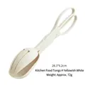 Scissor-style wheat straw food tongs in creamy yellow white, 28.3cm kitchen serving tool - Cream