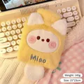 Funda de felpa amarilla para bolsa de agua caliente con bordado Miao y orejas 3D - 500ml / Gato lindo-Amarillo