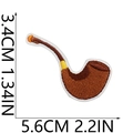 Detailed embroidery patch shaped like a smoking pipe with size markings in cm and inches - Traditional Smoking Pipe (No. 19)