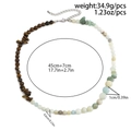 Mens natural stone beaded necklace with brown and white stones, 17.7in length - Multicolor