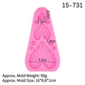 Pink heart and button shaped silicone fondant mold with detailed size measurements - Pink