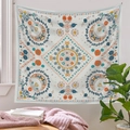 Detail of bohemian mandala tapestry featuring symmetrical floral patterns on a white wall - 73X95CM / Brushed Fabric / QY929-1/Bohemian Floral