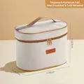 Large insulated portable lunch bag in beige color with sturdy handle and dimensions - Oval Bag-Large Rice White