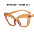 Cat eye blue light blocking glasses with a transparent amber resin frame for women - Transparent Amber Tea