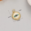 Detailed view of 14K gold plated evil eye sun pendant with measurements and dimensions - H-11857/Sunflower Evil Eye