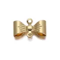 Exquisite 18K gold butterfly bow pendant DIY charm with textured metallic finish - Gold Double Loop Bow Connector(YSN007-11)