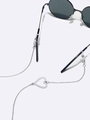 Silver eyewear chain with heart pendant and non-slip loops for stylish sunglasses - Silver