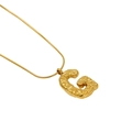 Golden 18k plated G letter pendant with lava texture on a sleek snake chain necklace - Letter G