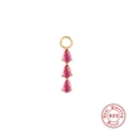 Anhänger aus 925er Sterlingsilber, vergoldet, mit drei rosa tropfenförmigen Edelsteinen - Gold Drei Rosa Zirkone (#28)