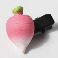 Simpatico fermaglio per capelli a forma di ravanello rosa sfumato con foglie verdi e clip - Ravanello Sfumato / Carota Rossa