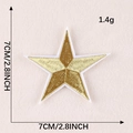 Golden star embroidery patch with metallic thread and white felt backing 7cm 2.8inch - Large Gold Five-Pointed Star (G1L-A-4-1 Iron-On)