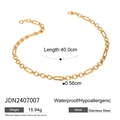 Detalle de collar de acero inoxidable dorado de 40 cm con especificaciones técnicas - Cadena Fina de Oro Brillante Minimalista (JDN2407007)