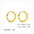 Golden twisted 18K titanium steel hoop earrings, 2.5mm width and 12mm inner diameter - Square Twisted Earrings (G43) / Inner Diameter 12mm / Gold