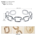 Bracelet jonc ouvert de style chaîne en acier inoxydable poli argenté pour femme - Style Argenté Large (BS-J5640S) / Hauteur 1.2cm