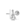 Silver F136 titanium Eiffel Tower cartilage stud with rectangular zircon 0.69cm height - 3# Eiffel Tower Design (Silver)