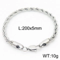 5mm Silbernes Kordelarmband aus Edelstahl mit Karabinerverschluss und 200mm Länge im Detail - Twist-Kette Stahlfarbe (KB164875-Z)