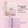 Pink A7 PU leather binder with puzzle texture, 6-ring metal clip and 3 card slots - Single Cover (No Insert) / Gradient Pink Orange