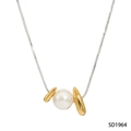 Collana a catena serpente argento con perla bianca e dettagli in metallo dorato chic - Oro & Argento (SD1964)