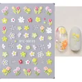 5D embossed floral nail art stickers with 3D tulip and daisy patterns in pastel colors - STZ-5D103 (Bare Sheet)
