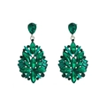 Élégantes boucles d'oreilles pendantes en cristal vert émeraude avec design floral en goutte - Vert