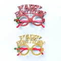 Gafas de Happy Birthday con purpurina y copos de nieve navideños en rojo y dorado - Gafas Decorativas HAPPY BIRTHDAY