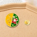 Cartoon dragon enamel pin badge with Chinese characters in yellow and green colors - Panda Great Fortune