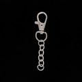 Detailed view of silver lobster claw clasp with metal chain links on black background - Style C / Silver