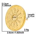 Detail of 3.3cm gold hammered round stud earring with size and weight measurements - Gold-Hammered Pattern