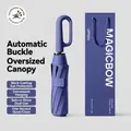 Purple automatic folding umbrella with carabiner handle and matching gift box - Extra Large 20 Ribs - Buckle Series / Blue and Purple