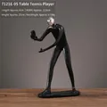 Statue de pongiste en résine noire mate avec tête argentée, hauteur 25 cm - Joueur de Tennis de Table - Tête Argentée