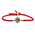 Adjustable red braided rope bracelet with golden yin yang bead and inlaid micro gems - Red Rope Gold Yin Yang