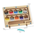 Wooden magnetic color and number sorting maze toy with 10 colored buckets and a magnetic pen - Magnetic Counting Color Sorting Board