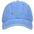 Light blue washed cotton baseball cap with colorful CAT DAD embroidery detail - Washed Light Blue CAT DAD Rainbow Embroidery Cap