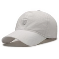 Light grey quick-dry mesh baseball cap featuring embroidered shield S logo detail - Adjustable / White
